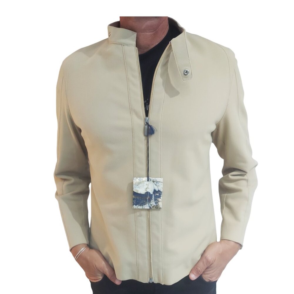 NEWT 100% AUTH BLUMARINE ANNA MOLINARI BEIGE MOLESKIN STRETCH JACKET L